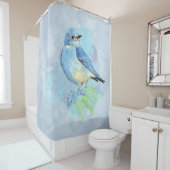 水彩青鳥ブルーバードアート シャワーカーテン (インサイチュ)
