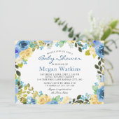 水彩青黄色の花のベビーシャワー 招待状 (スタンド正面)