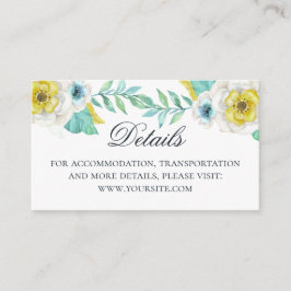 水彩青黄色フローラ結婚詳細 エンクロージャーカード