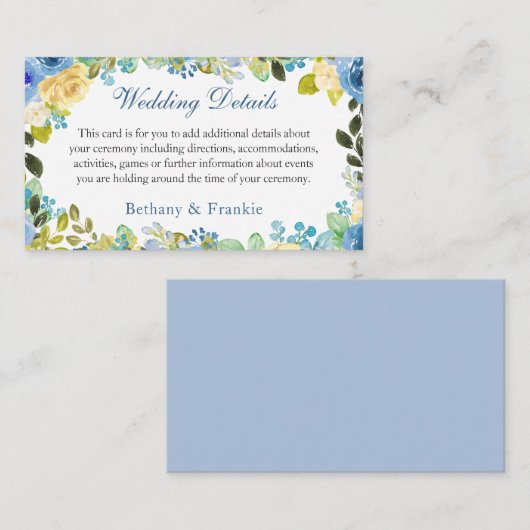 水彩青黄色ローズガーデンウェディングの詳細 エンクロージャーカード (正面/裏面)