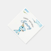 水彩青3つレックス恐竜誕生日 スタンダードカクテルナプキン (角)