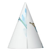 水彩青3つレックス恐竜誕生日 パーティーハット (裏面)