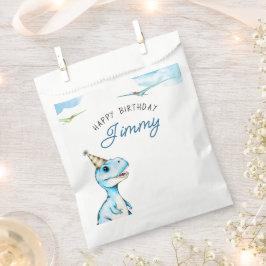 水彩青3つレックス恐竜誕生日 フェイバーバッグ