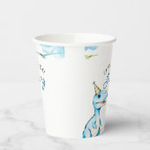 水彩青3つレックス恐竜誕生日 紙コップ (左)