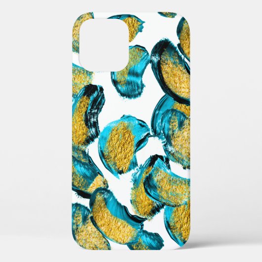 水彩青、ターコイズ、金ゴールドアート。 Case-Mate iPhoneケース (裏面)