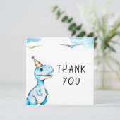 水彩青 三頭の恐竜の誕生日 サンキューカード (スタンド正面)