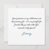 水彩青 三頭の恐竜の誕生日 サンキューカード (裏面)