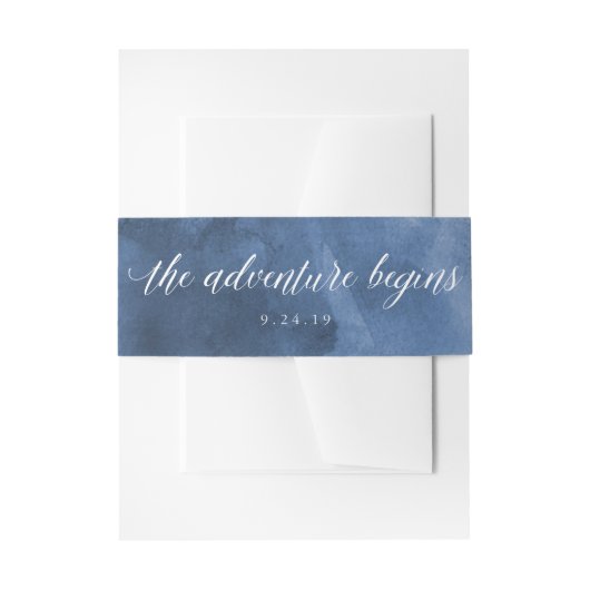 水彩青 |冒険の始結婚まり 招待状ベリーバンド (正面例)