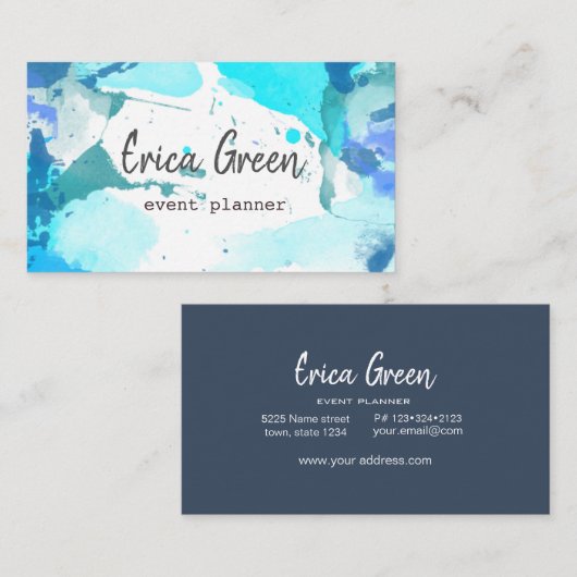 水彩青 名刺 (正面/裏面)