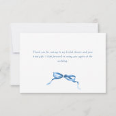 水彩青 手描きリボン ありがとうございます サンキューカード (裏面)