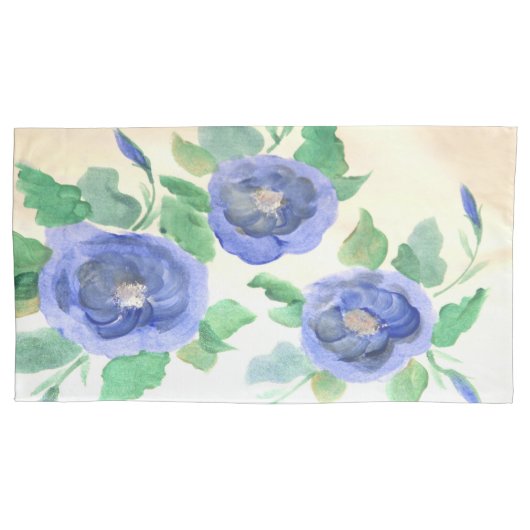 水彩青 枕カバー (正面左)