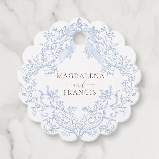 水彩青 crest 結婚式 フェイバータグ (正面)