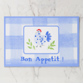 水彩青Brヘンチェックボンペティットランチョンマット ペーパーパッド