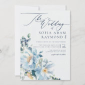 水彩青WiNterウェディング 招待状 (正面)