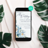 水彩青WiNterウェディング 招待状