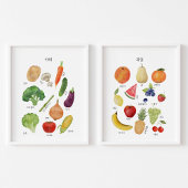 水彩韓国の野菜学とフルーツポスター