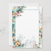 水彩音楽のノートと花 招待状 (正面)