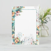 水彩音楽のノートと花 招待状 (スタンド正面)