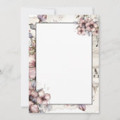 水彩音楽のノートと花 招待状 (正面)