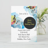 水彩音楽カラフルダンスバースデーパーティー 招待状 (スタンド正面)