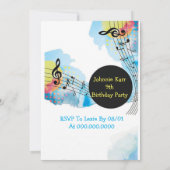 水彩音楽カラフルダンスバースデーパーティー 招待状 (裏面)