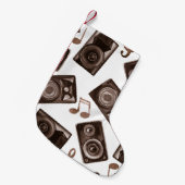 水彩音楽スピーカーセピアパターン スモールクリスマスストッキング (正面 (吊り時))