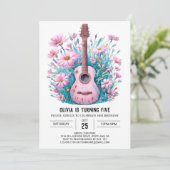 水彩音楽魔法ギター誕生日 招待状 (スタンド正面)