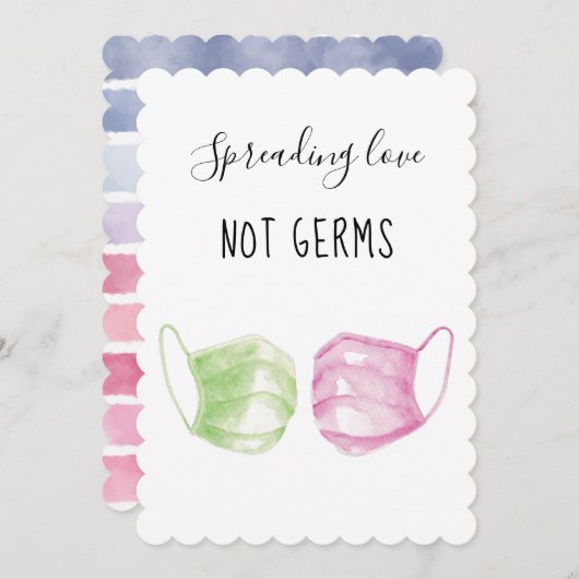 水彩顔マスクバレンタインデー シーズンカード (正面/裏面)