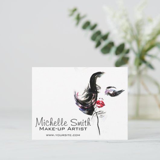 水彩顔メイクアップアーティストブランディング ポストカード (スタンド正面)