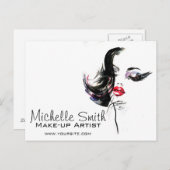 水彩顔メイクアップアーティストブランディング ポストカード (正面/裏面)