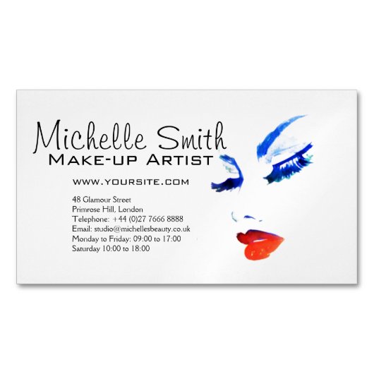 水彩顔メイクアップアーティストブランディング マグネット名刺 (正面)