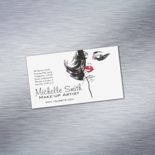 水彩顔メイクアップアーティストブランディング マグネット名刺 (インサイチュ)
