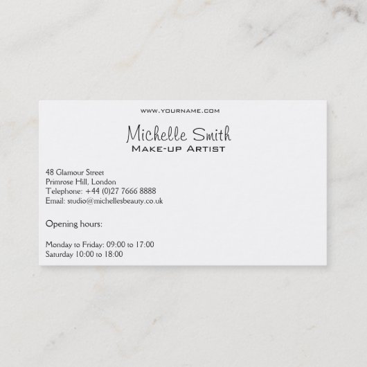 水彩顔メイクアップアーティストブランディング 名刺 (裏面)