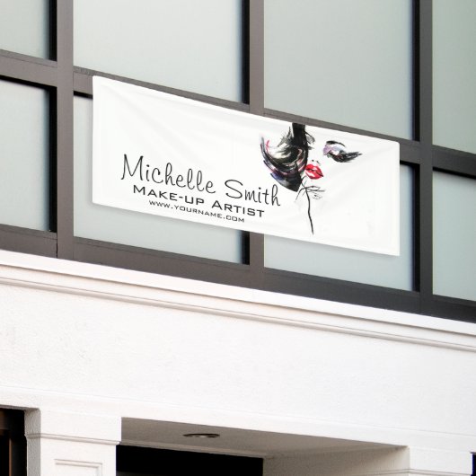 水彩顔メイクアップアーティストブランディング 横断幕 (ビルの外側)