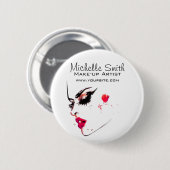 水彩顔メイクアップアーティストブランディング 缶バッジ (正面&裏面)