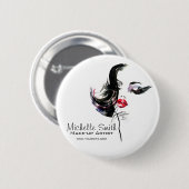 水彩顔メイクアップアーティストブランディング 缶バッジ (正面&裏面)