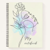 水彩顔ラインアートポートレート ノートブック (正面)