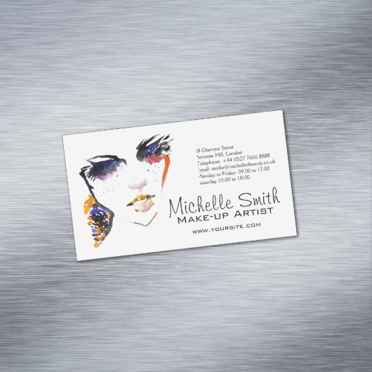 水彩顔長い点字メイクアップアーティストブランディング マグネット名刺 (インサイチュ)