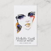 水彩顔長い点字メイクアップアーティストブランディング 名刺 (正面)