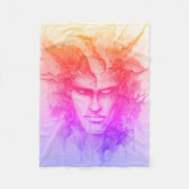 水彩顔 フリースブランケット