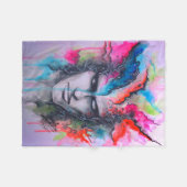 水彩顔 フリースブランケット (正面(横))