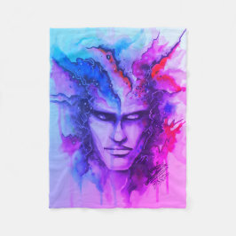 水彩顔 フリースブランケット