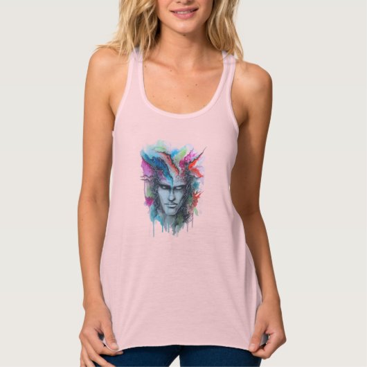 水彩顔Tシャツ タンクトップ (正面)
