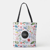 水彩類別済フローラ要素イラストレーション トートバッグ (裏面)