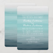 水彩風オンブレウェディング - ティール 招待状 (正面/裏面)