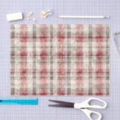 水彩風ダメージ加工の色褪せたクリスマスチェック 薄葉紙 (クラフト)