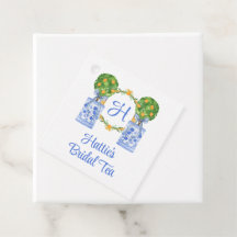 水彩風チャイニーズスタイルの柑橘類のトピアリー・モノグラム