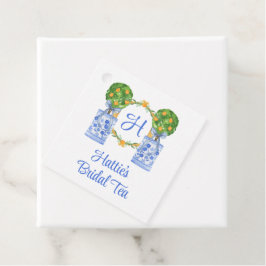 水彩風チャイニーズスタイルの柑橘類のトピアリー・モノグラム フェイバータグ