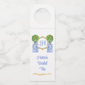 水彩風チャイニーズスタイルの柑橘類のトピアリー・モノグラム ボトルネックタグ (正面)