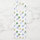 水彩風チャイニーズスタイルの柑橘類のトピアリー・モノグラム ボトルネックタグ (裏面)